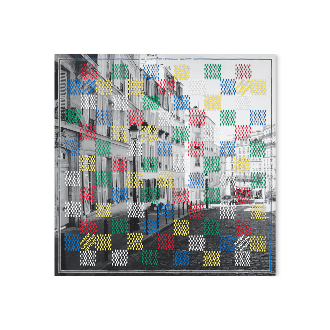 LV Vers Damier Silk Bandana - Luxury S00 Blue | LOUIS VUITTON